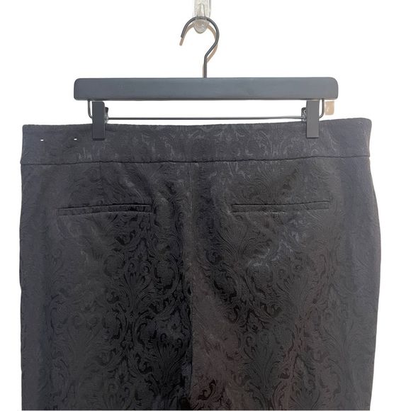 Loft Jacquard Black Straight Leg Ankle Pants Sz 14 - Picture 8 of 10